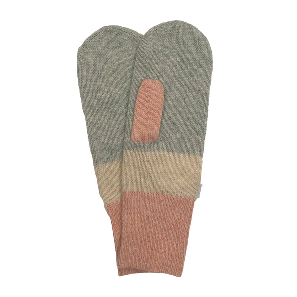 Colour Blocked Mittens - Light Grey