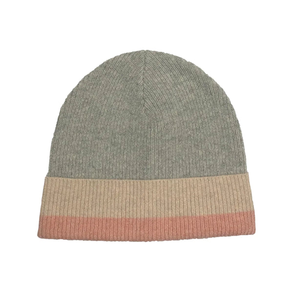 Colour Block Beanie - Light Grey