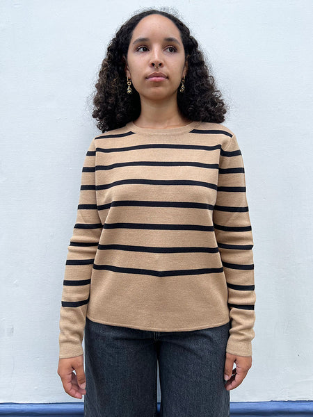 Eloise Stripe Jumper - Camel/black