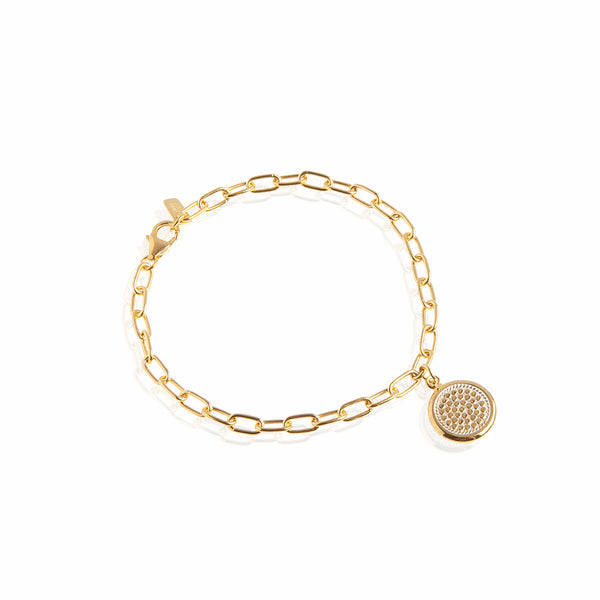 Smooth Rim Charm Bracelet Gold