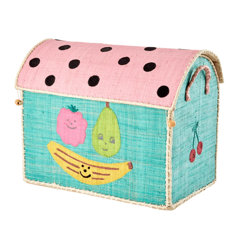 rice Medium Fruit Theme Raffia Play & Toy Storage Basket - Rice Dk