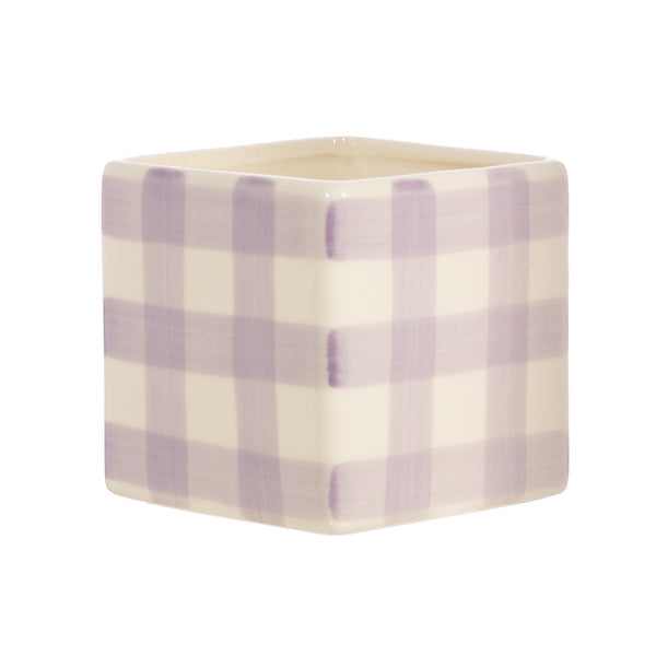 Gingham Pastel Lilac Planter