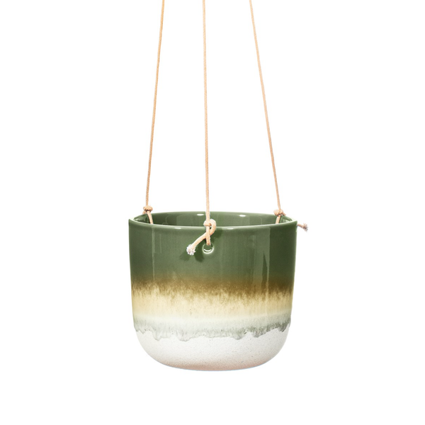 Mojave Glaze Green Hanging Planter