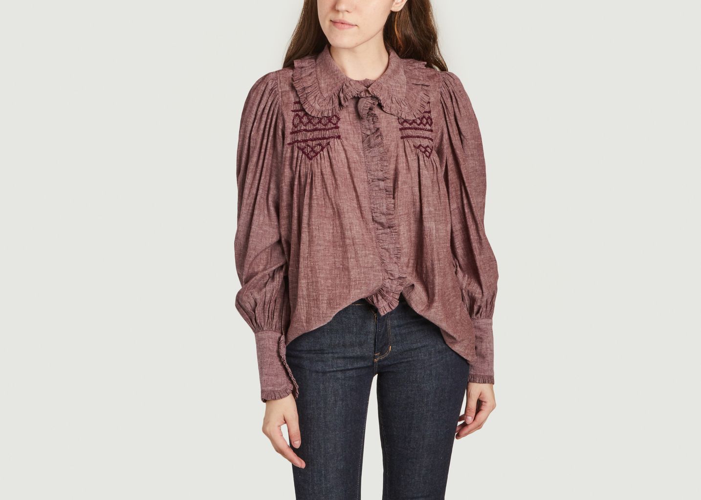 Laurence Bras Cotton Shirt With Embroidery And Ruffles New Champa