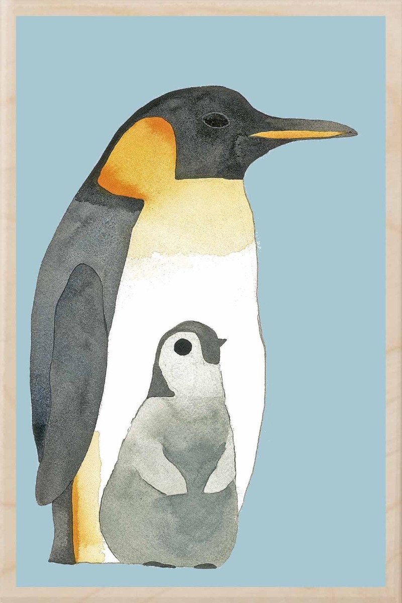 Emperor Penguin and Baby Wooden Postcard