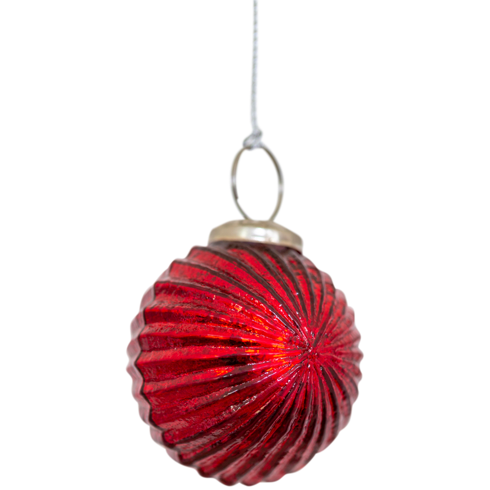 Grand Illusions Ribbed Round Decoration Red