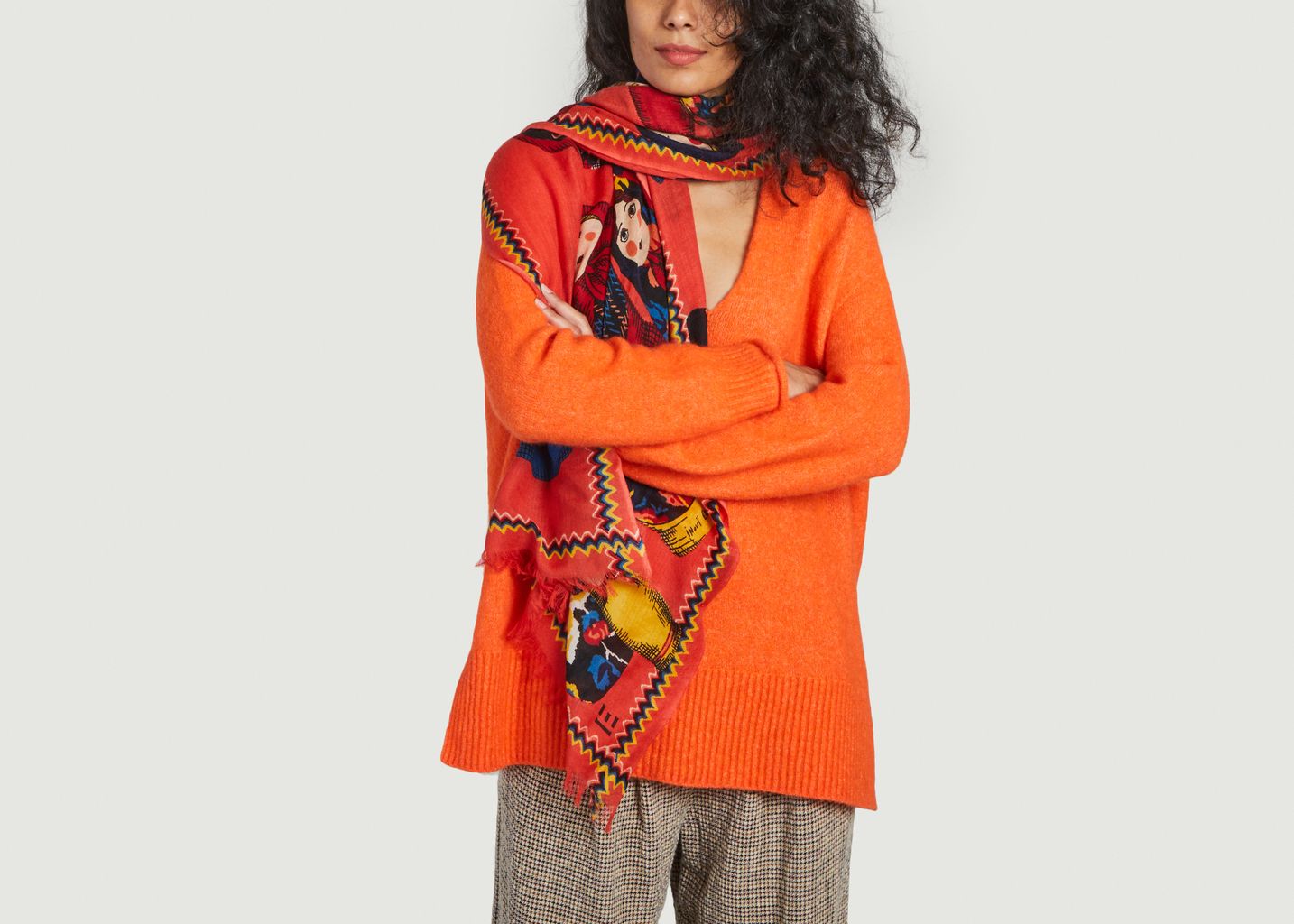 Inouï Editions Wool And Silk Scarf With Matryoshka Pattern