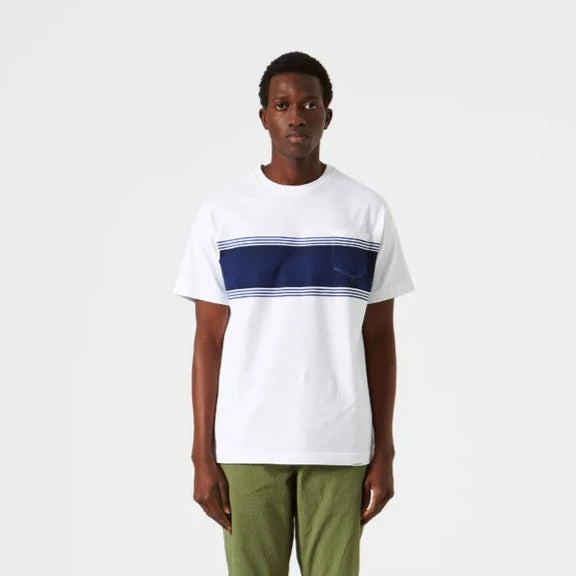 Edmmond Coastal Stripe T-shirt - White / Blue