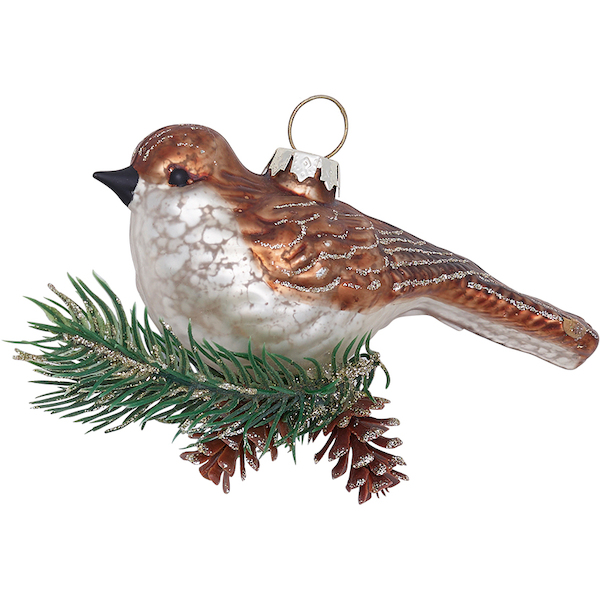 Green Gate Christmas Ornament Bird Glass Leonora White