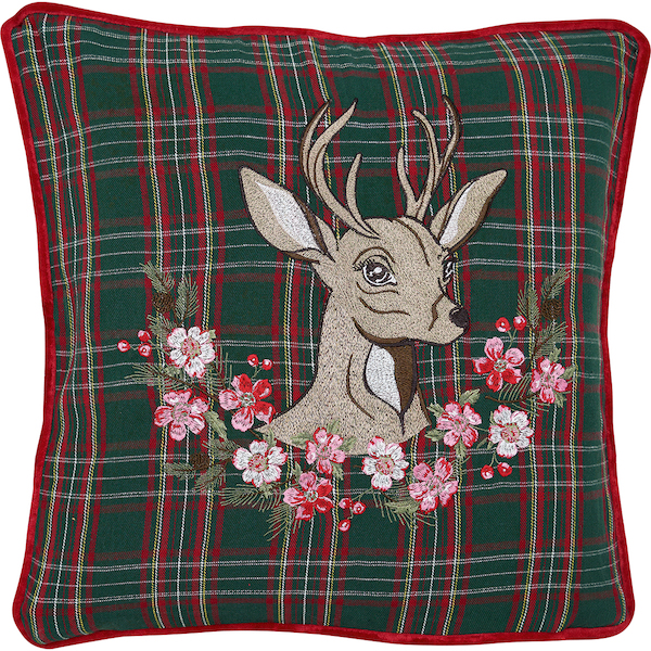 Green Gate Embroidered Cushion Cover  Dagmar Deer Green