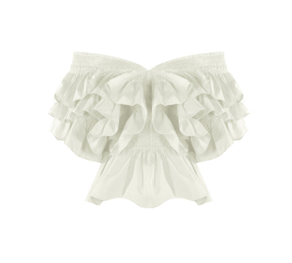 Frilled Trim Off Shoulder Blouse