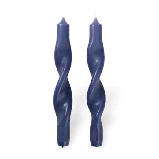 Broste Copenhagen Set of 2 Twisted Candles Baja Blue