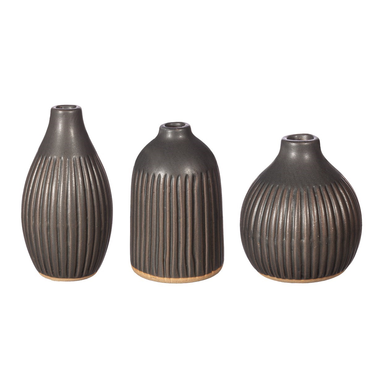 Sass & Belle  Set of 3 Grooved Stoneware Bud Vases
