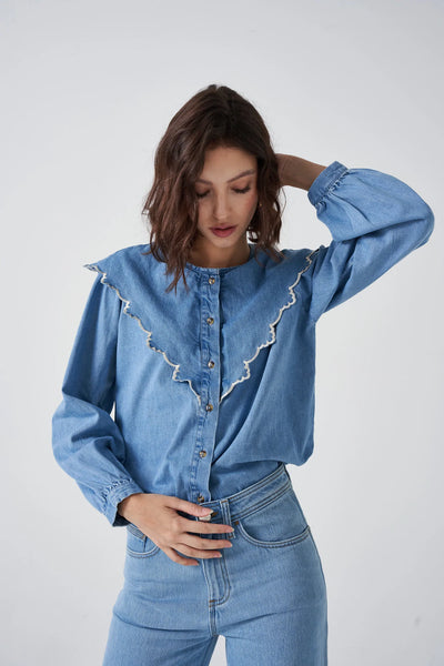 Valentine Blouse - Mid Vintage Denim