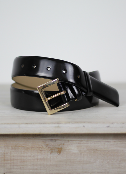 Abro Medium Leather Belt Black Patent