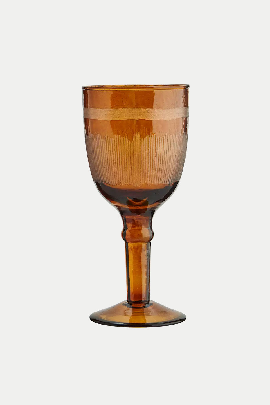 Amber Hammered Wine Glass with Stripes