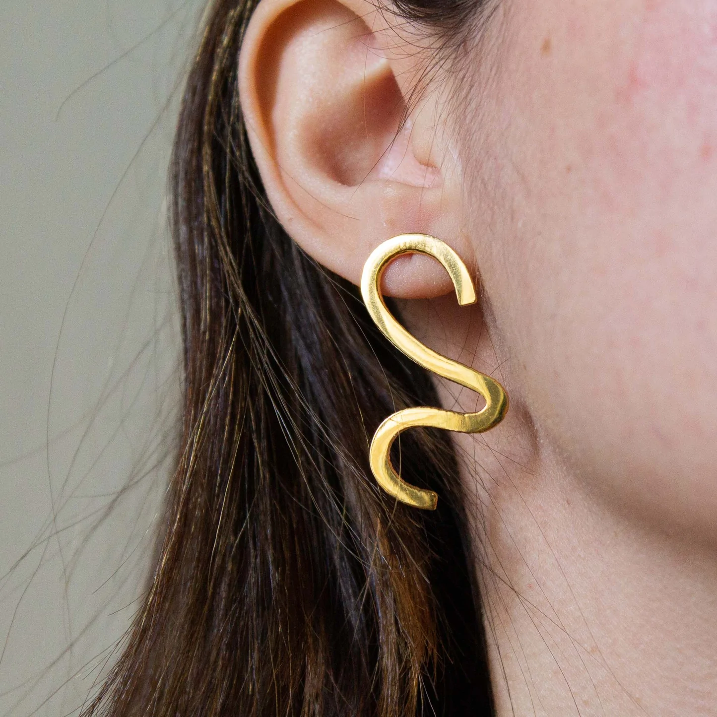 Scribble Earrings Gold Vermeil