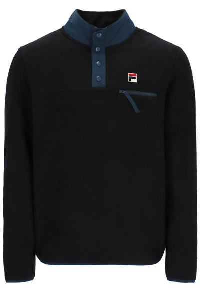 Button Up Polar Fleece - Black/dark Teal Jumper