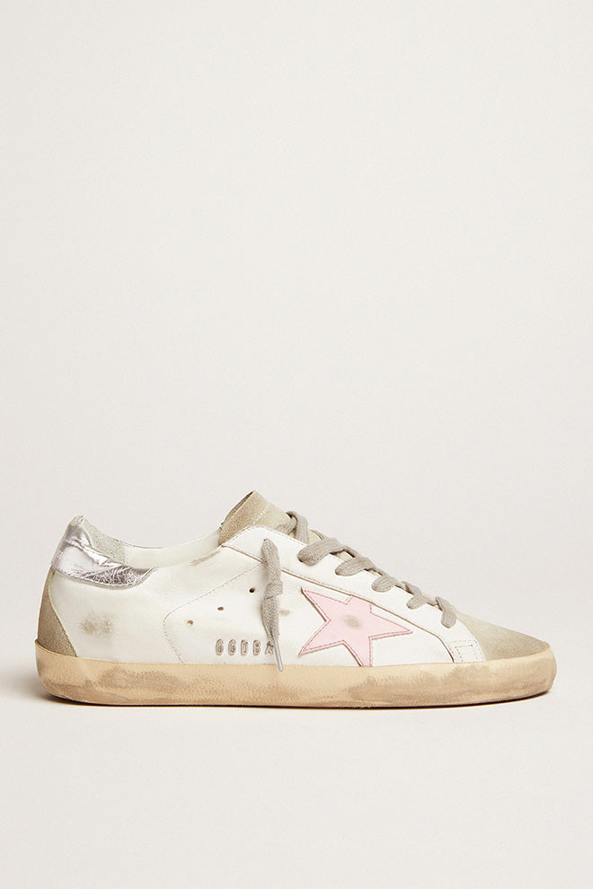 Golden Goose Deluxe Brand Golden Goose Super Star Leather Upper And Star Suede Toe And Spur Laminated Heel Metal Lettering