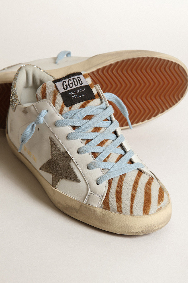 Golden Goose Super Star Leather Upper Suede Star And Spur Glitter Heel