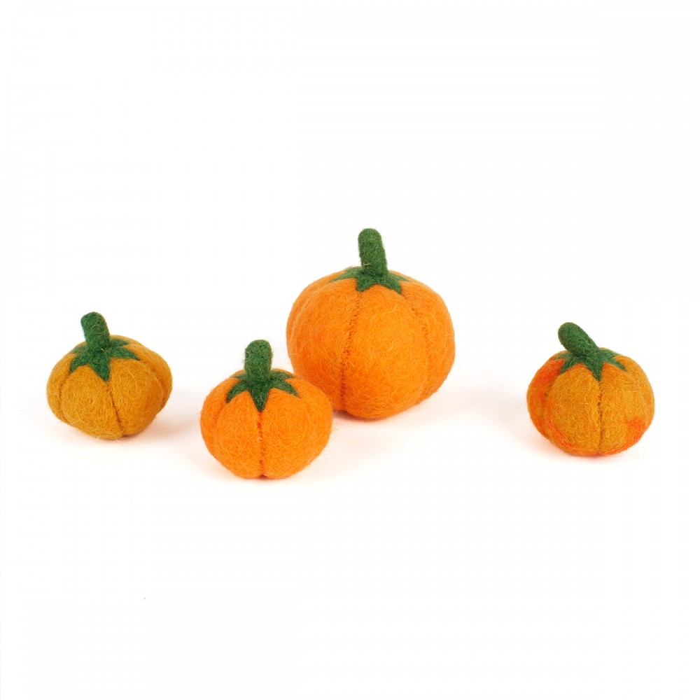 Sjaal met Verhaal Wool felt pumpkins set of 4