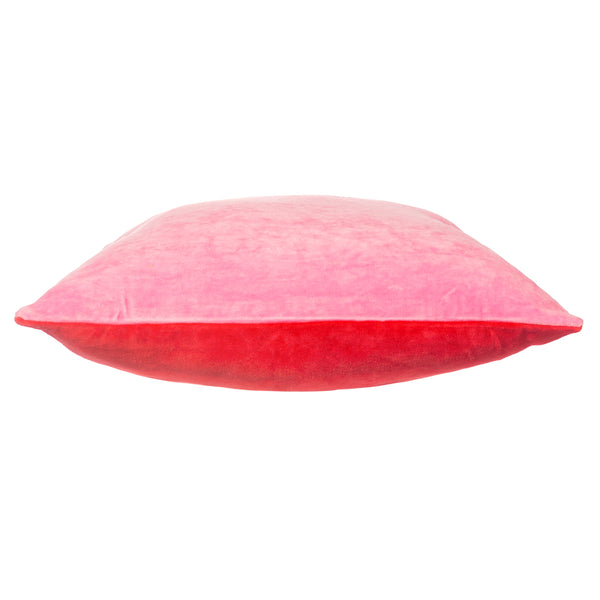 Two Tone Velvet Cushion - Pink And Red