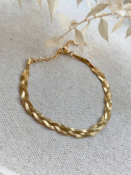 Little Nell Gold Plated Braided Chain Bracelet