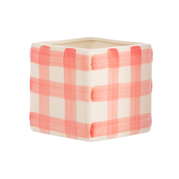 Gingham Planter - Pink