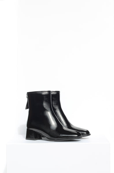 Franca Black Patent Ankle Boots