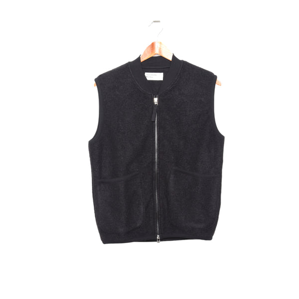 Universal Works Zip Waistcoat Wool Fleece Black 27709