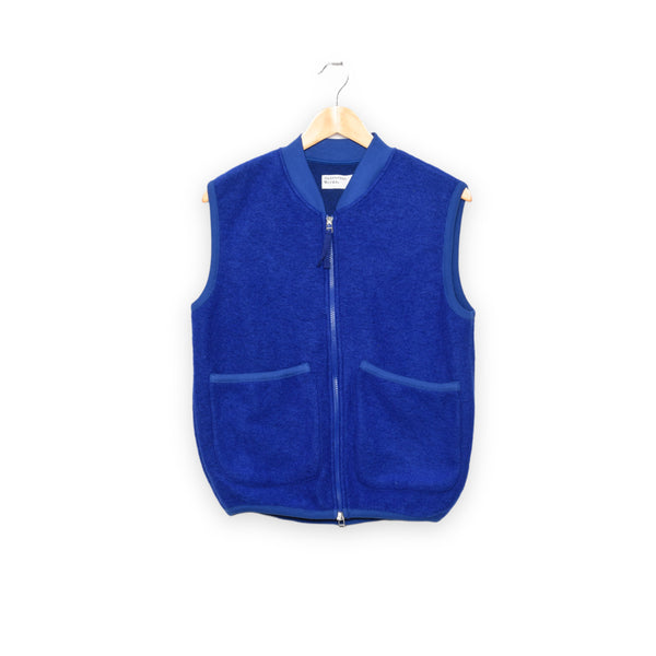 Universal Works Zip Waistcoat Wool Fleece Blue 27709