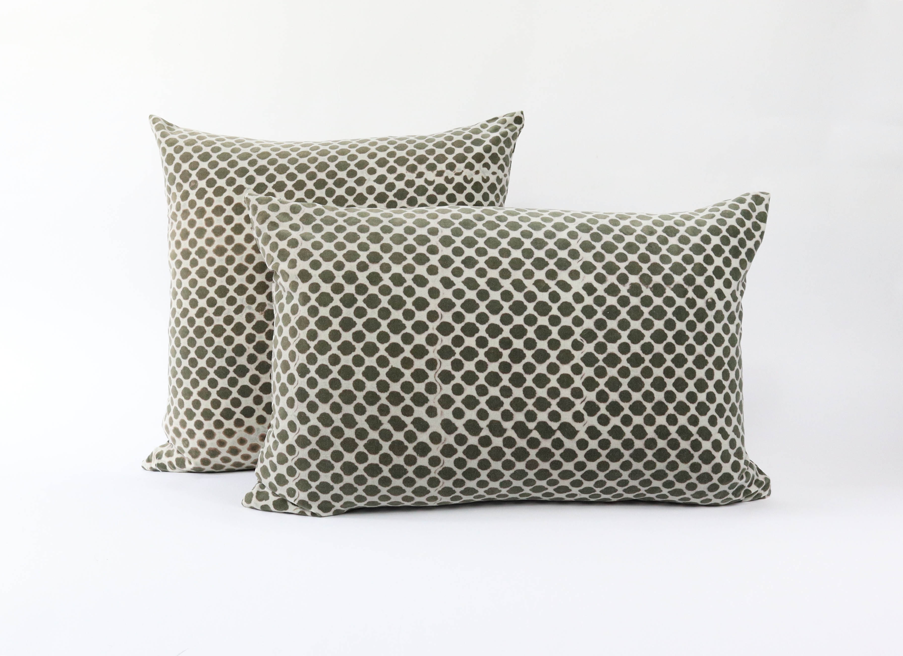 Indigo & Wills Olive Honeycomb Velvet cushions