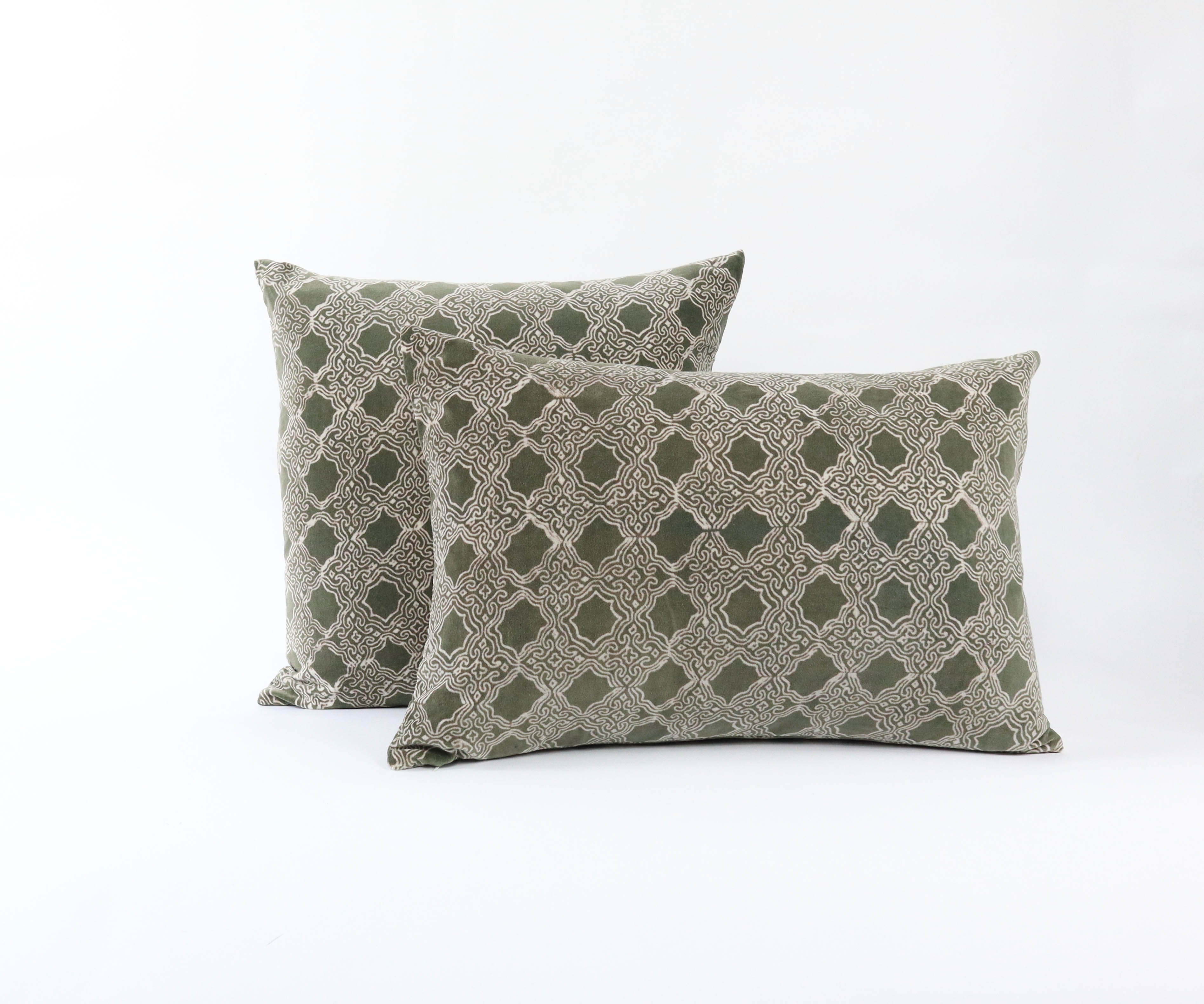 Indigo & Wills Olive Fez Velvet Cushions
