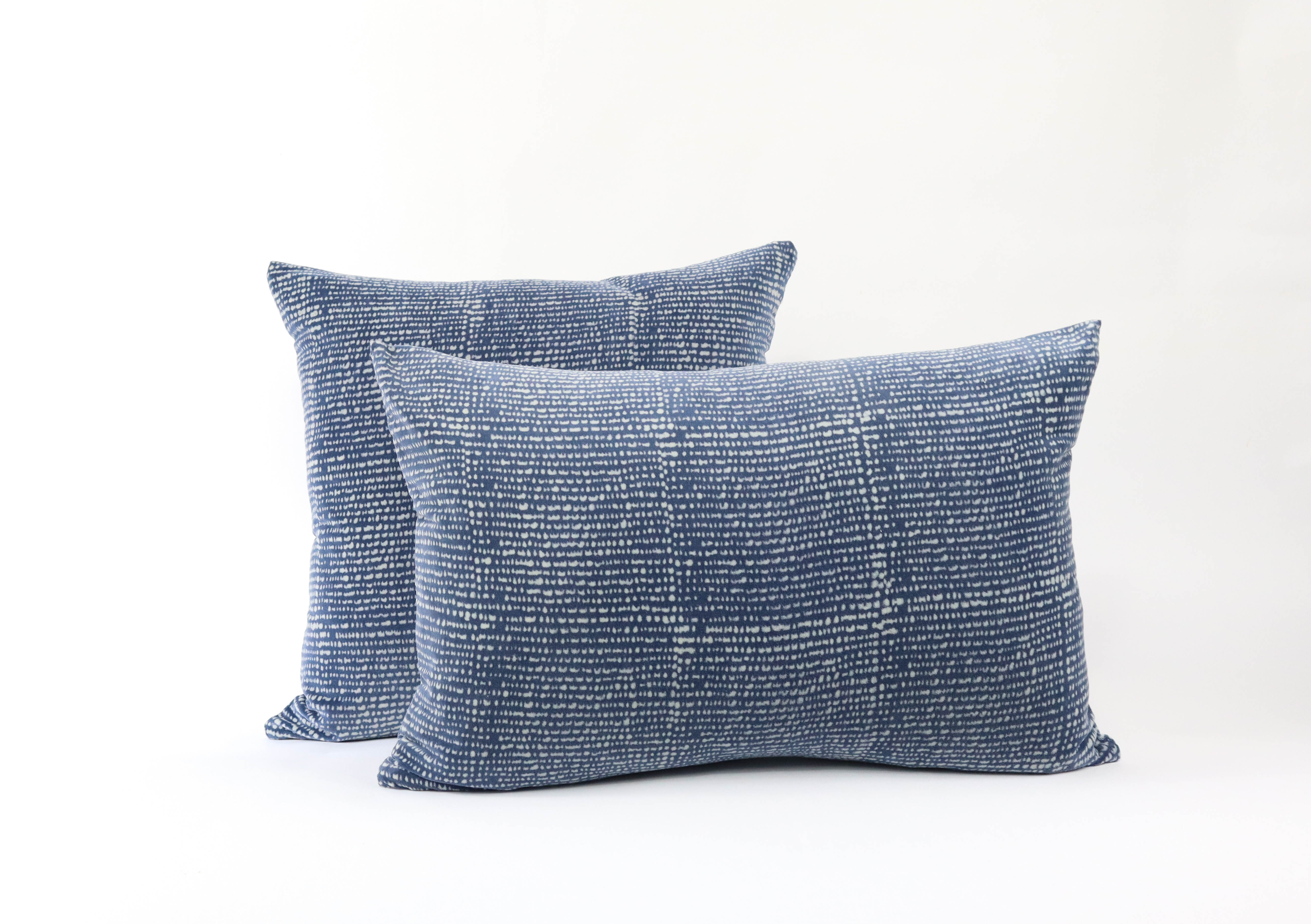 Indigo & Wills Blue Hal velvet cushions