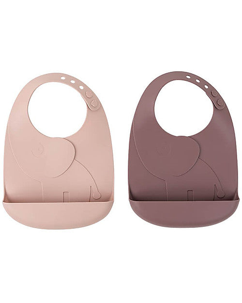 Set of 2 waterproof bibs with pocket -Elphee -Cipria -100% food silicone