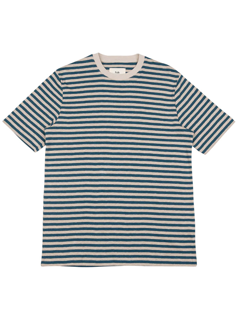 Classic Stripe T-shirt In Dark Cyan & Natural