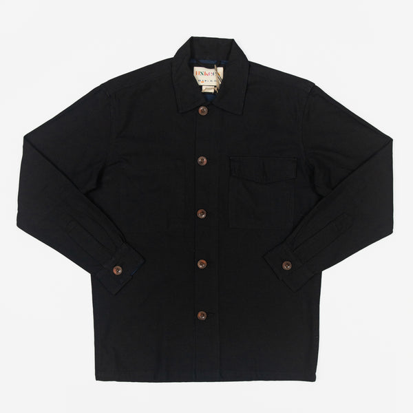 Black Buttoned Organic Cotton Workshirt