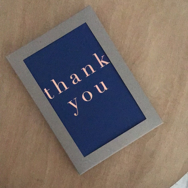 Thank You Blue Box Of 8 Letterpress Cards