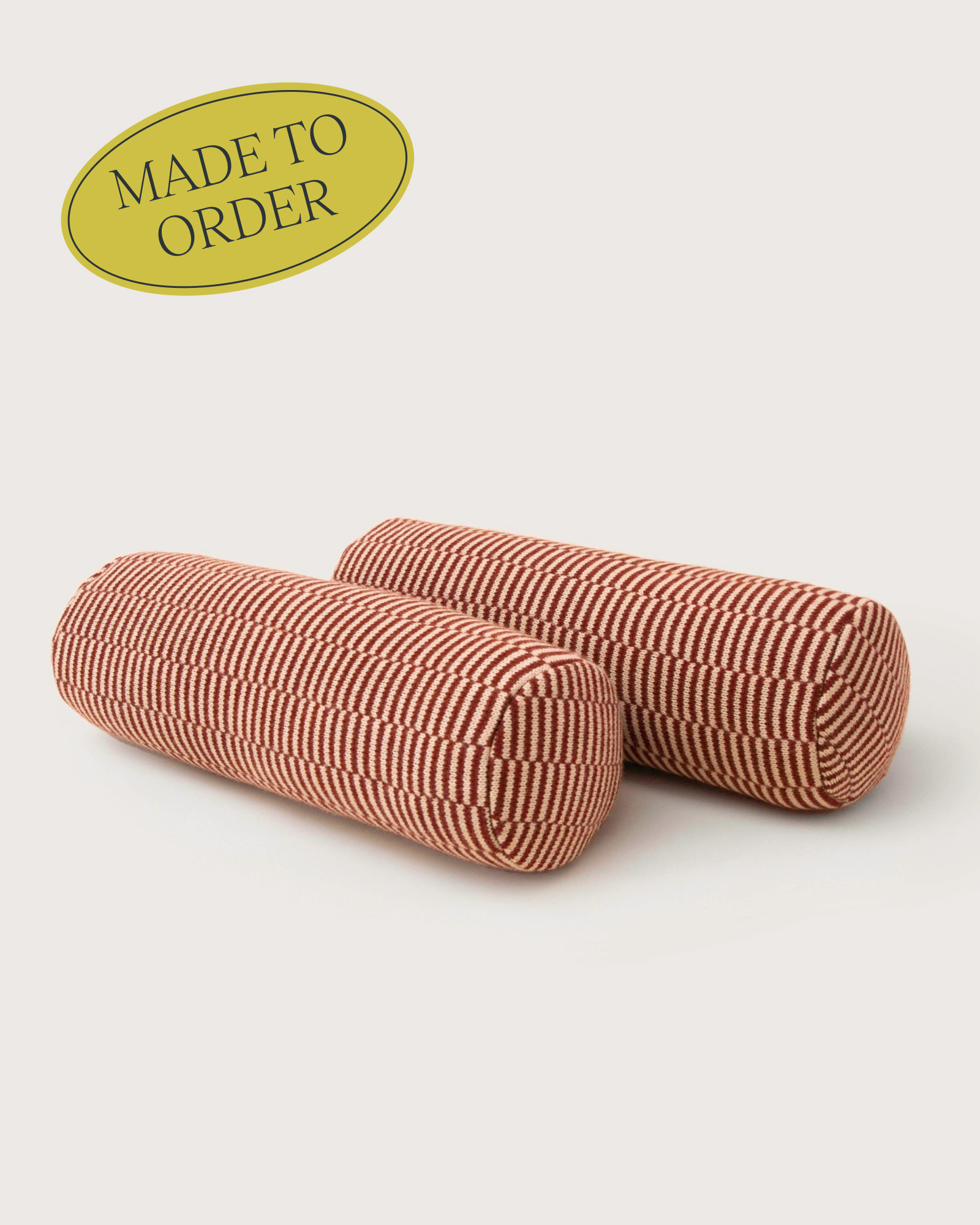 Goods of May The Babette Bolster Cushion - Broken Stripe in Terracotta (Pair)