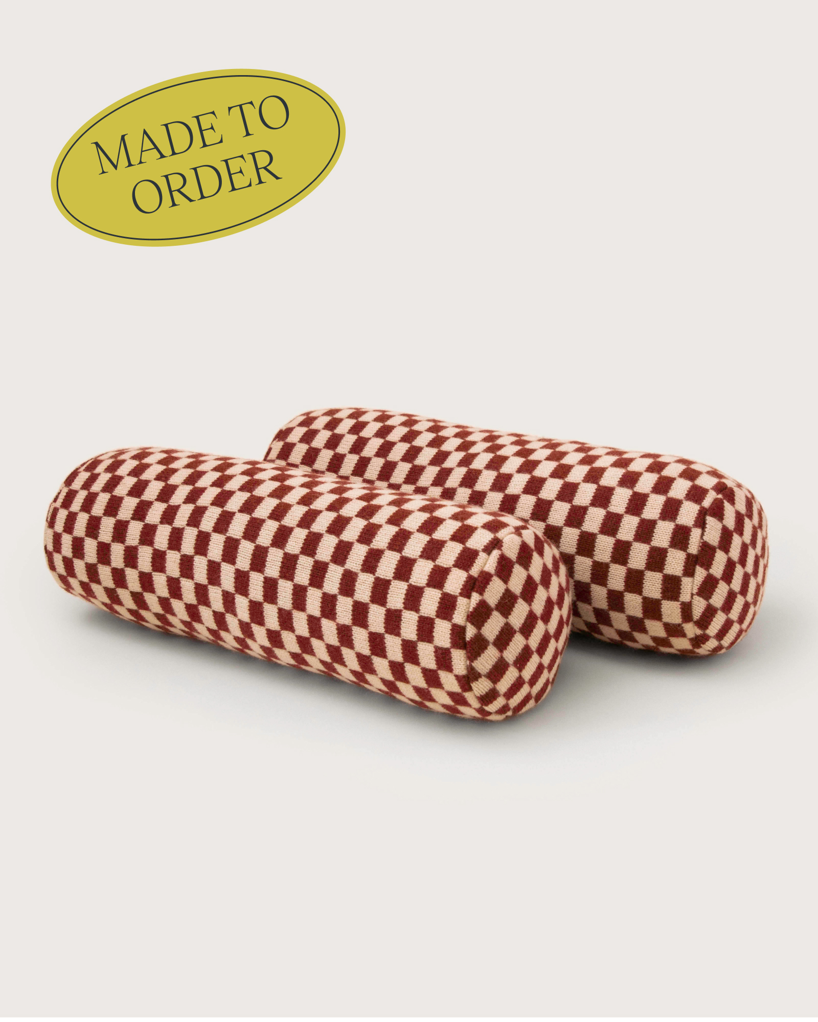 Goods of May The Babette Bolster Cushion - Checkerboard in Terracotta (Pair)