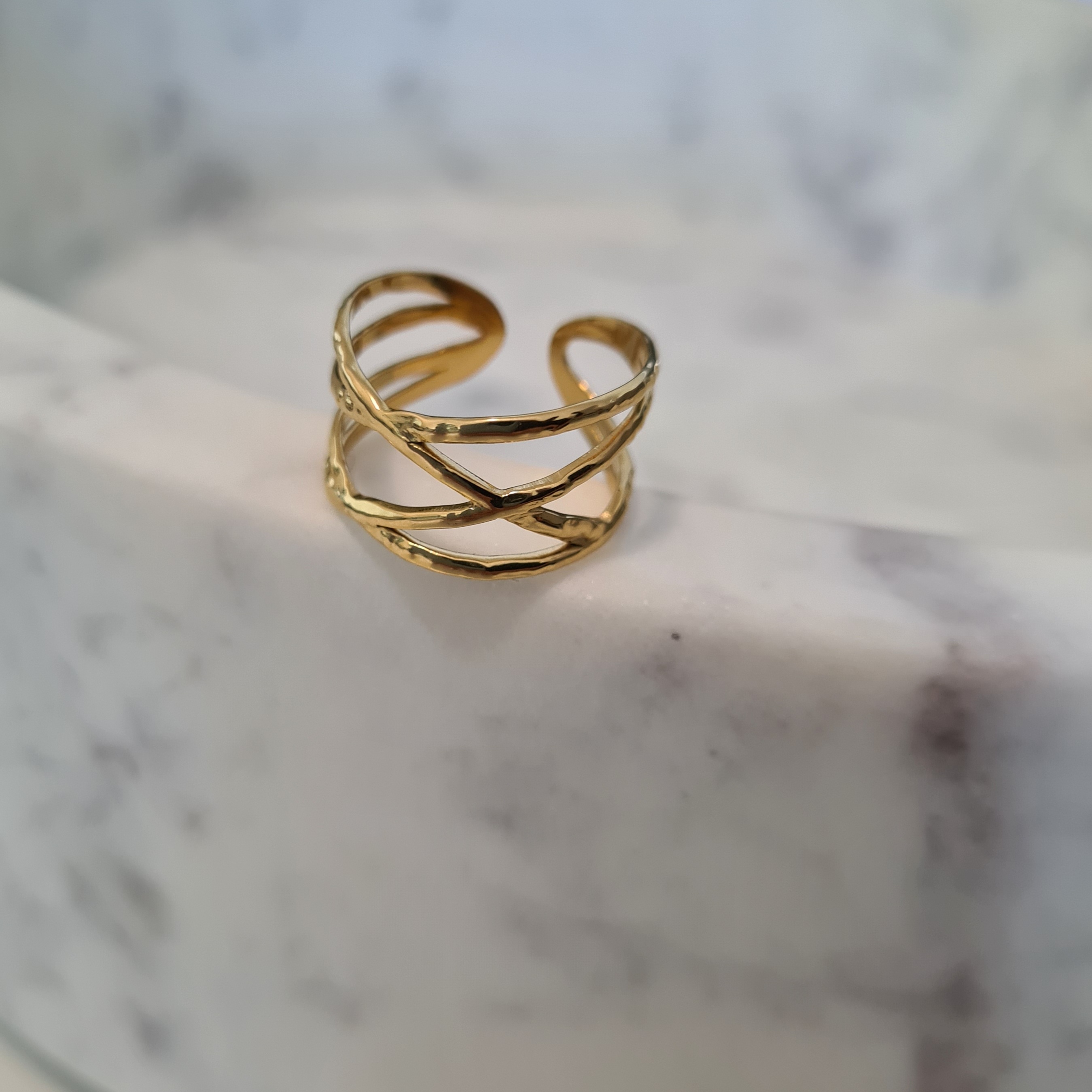 Golden Ivy Devi Stainless Steel Ring Gold