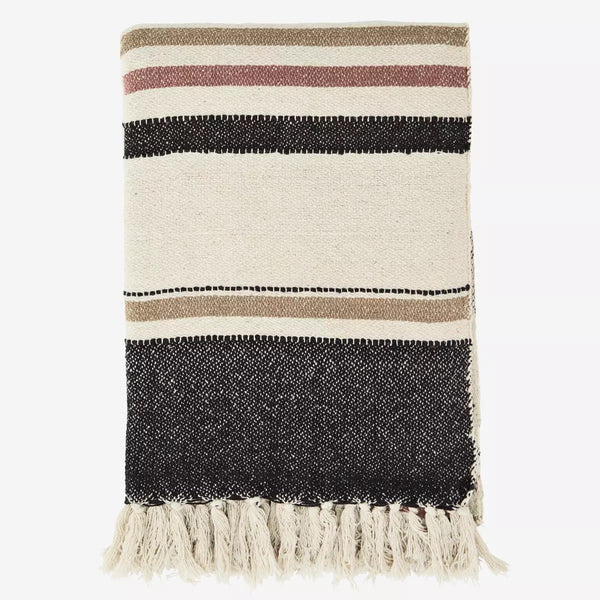 Striped Woven Throw W/ Fringes 125x175cm