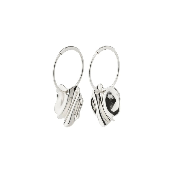 Em Wavy Hoop Earrings - Silver