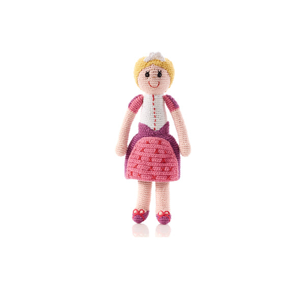 Knitted Organic Cotton Doll - Princess Pink