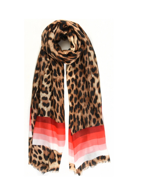 Leopard Print And Red Scarf