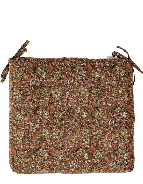 Double Sided Burnt Orange Floral Seat Pad