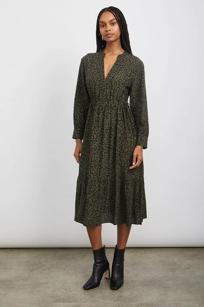 Maple Dress Olive Batik Cheetah