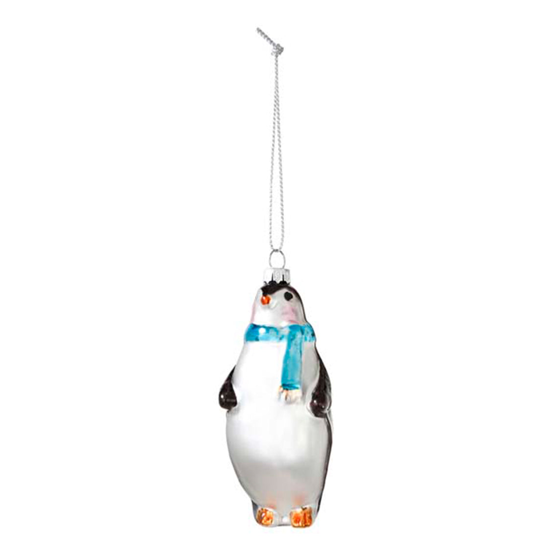 Talking Tables Penguin In Blue Scarf Glass Tree Decoration