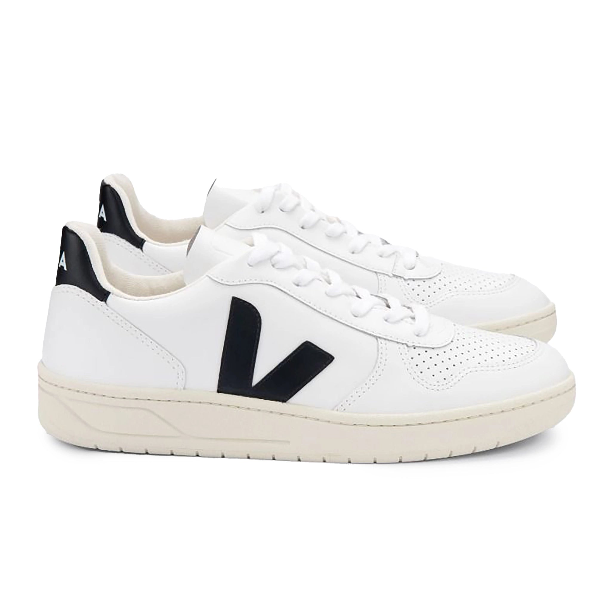 V-10 Leather Trainer - Extra White / Black