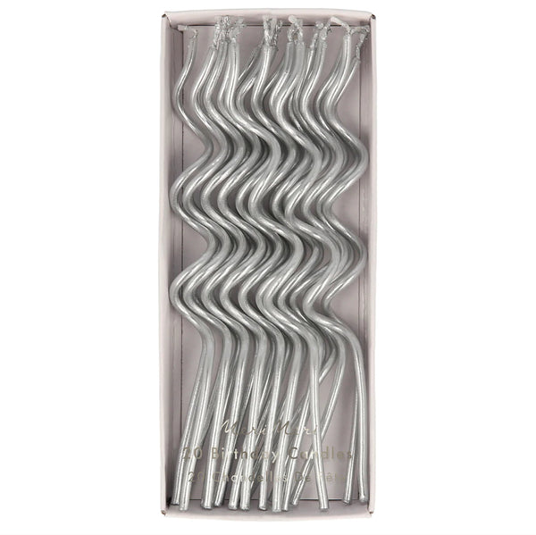 Meri Meri Silver Swirly Candles (x 20)